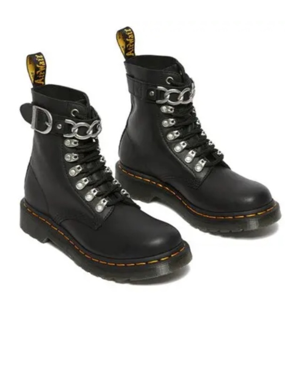 Dr. Martens 1460 Pascal Chain Leather Lace Up Boots Moto Goth Grunge Size 5